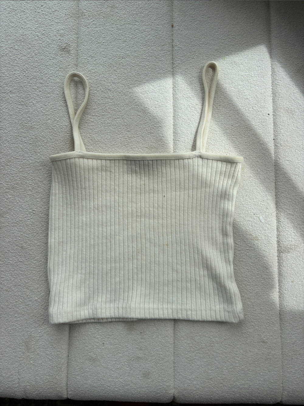 Brandy Melville Ivory Ribbed Square-Neck Tank